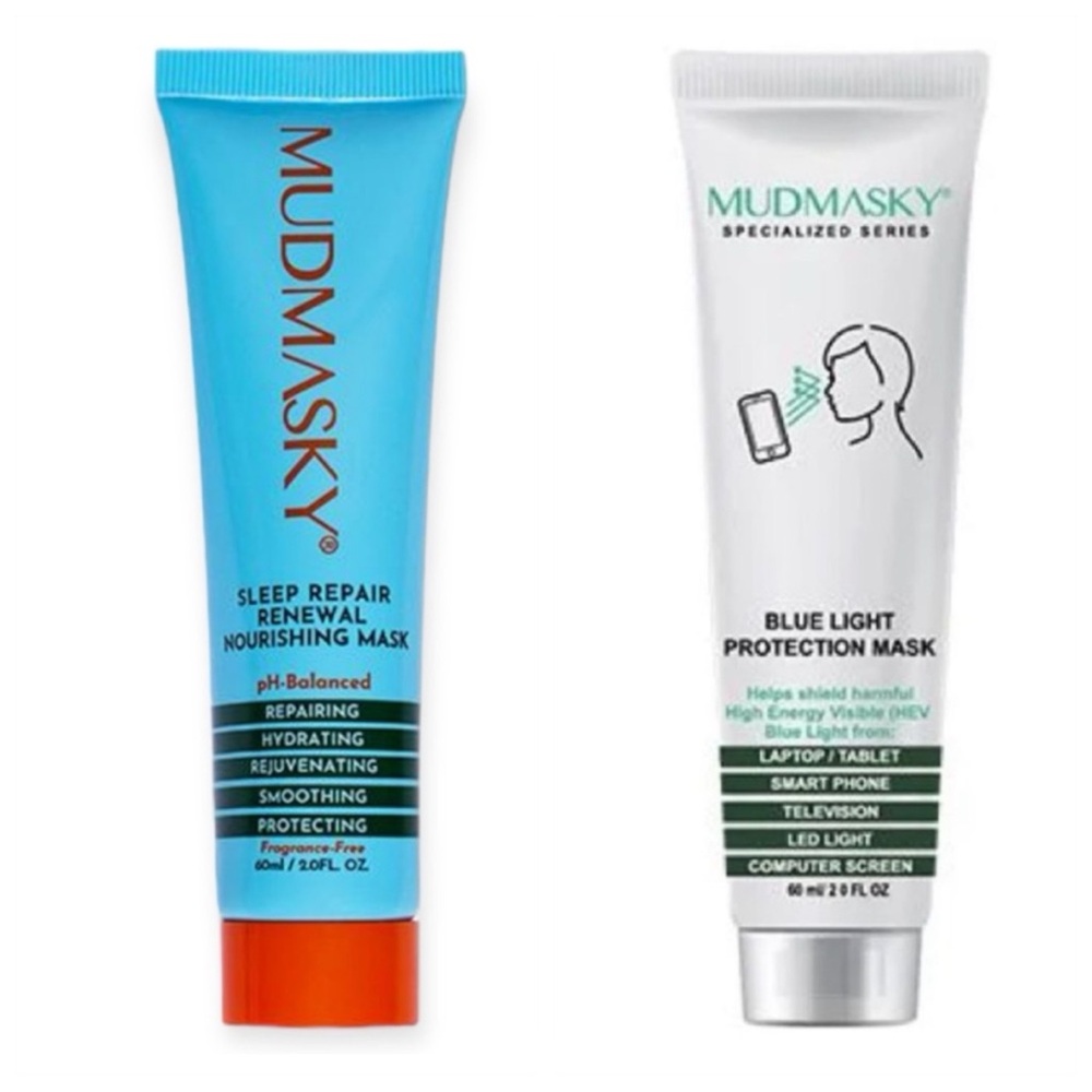 Bundle of 2 Mudmasky:Sleep Repair Renewal Mask & Blue Light Protection Mask NEW
